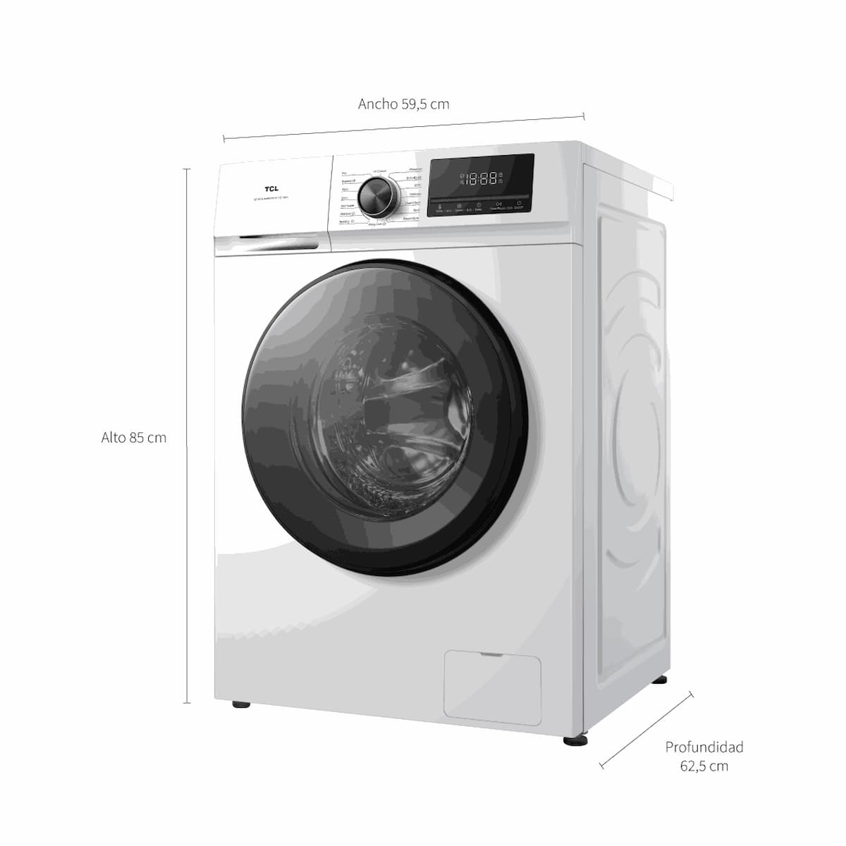 Lavarropas TCL Carga Frontal 10kg 1300 rpm Inverter Blanco PL110FLW imagen 9