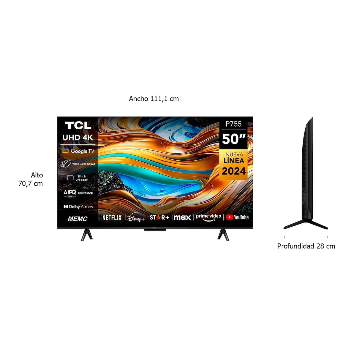 TV Smart TCL 50" 50P755 4K Google TV imagen 9