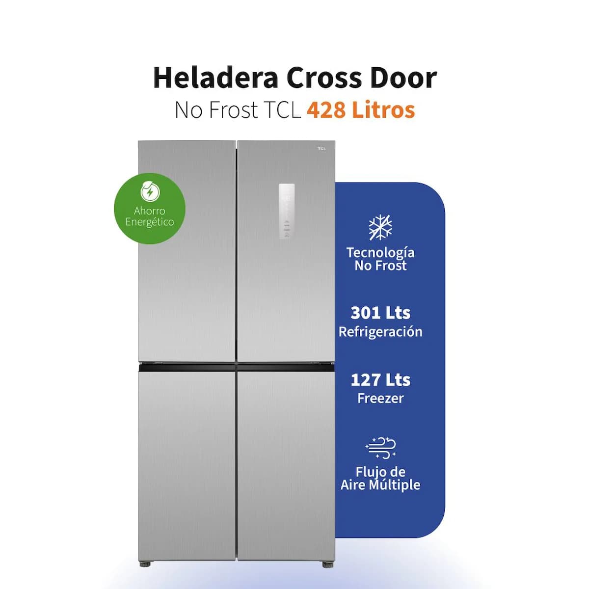 Heladera TCL Inverter Cross Door No Frost P460CDN 428 Lts imagen 1