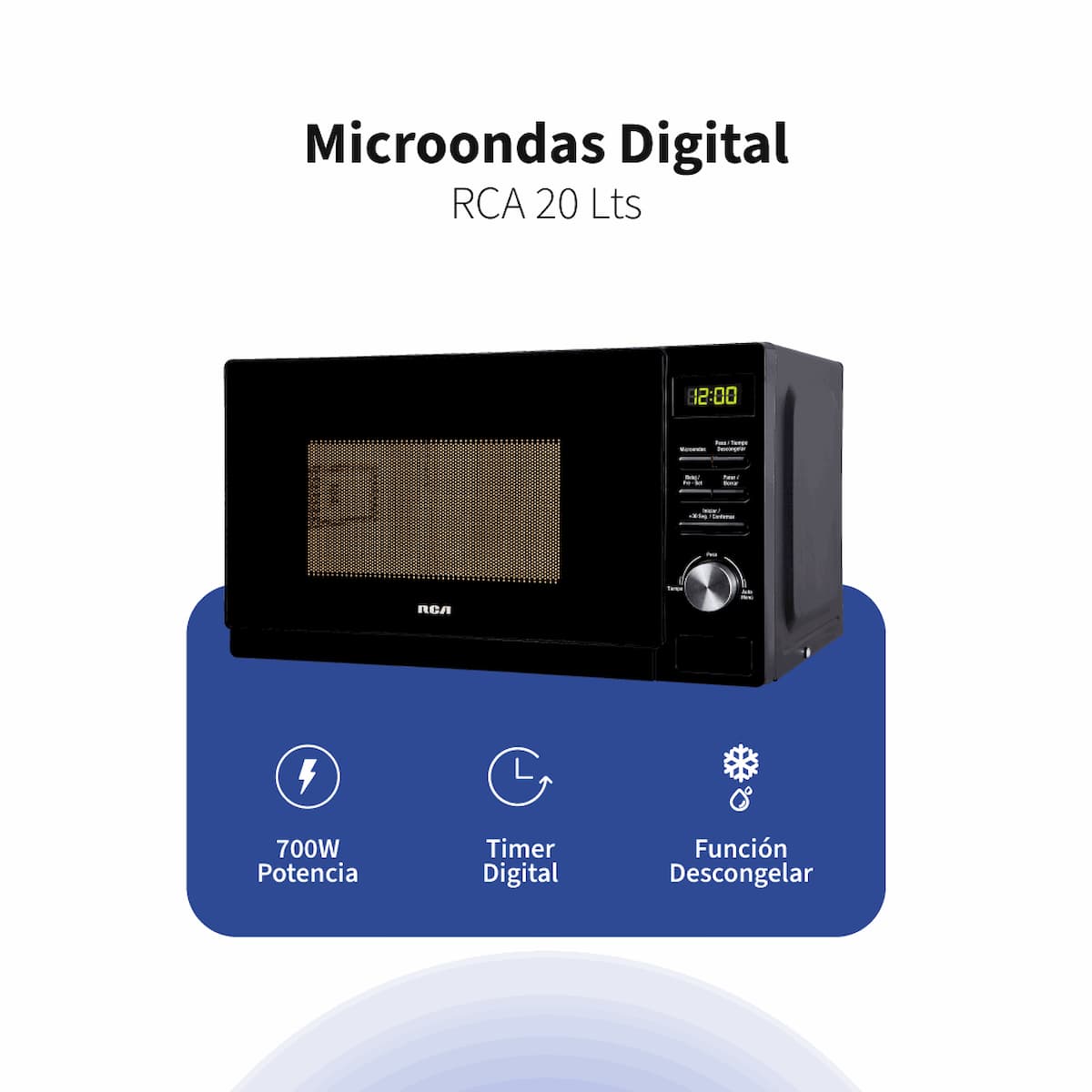 Microondas RCA 20Lts Digital Negro R100DIG20 imagen 1