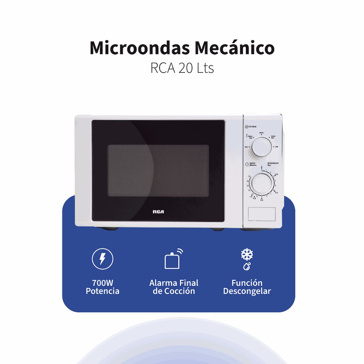 Microondas RCA 20Lts Mecánico Blanco R100MEC20 imagen 1