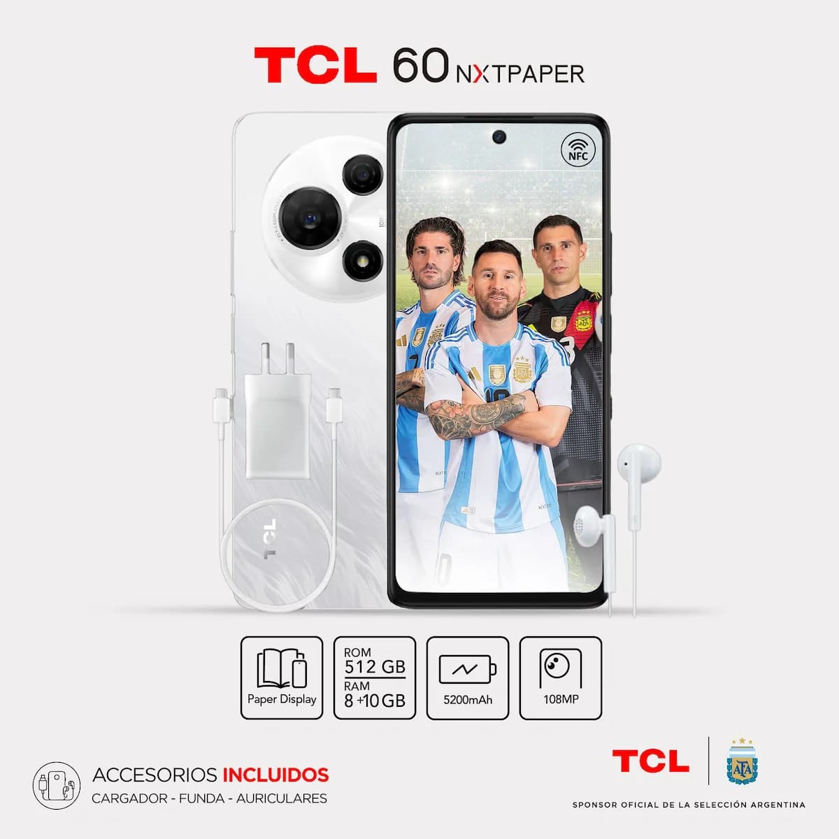 Celular TCL 60 NXTPAPER 512GB+8GB White imagen 1