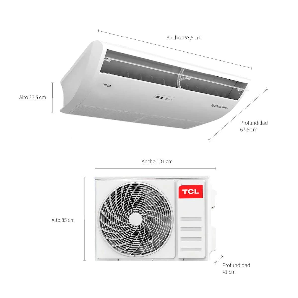 Aire Acondicionado Piso/Techo TCL 5TR Frío/Calor Inverter 16120W UI + UE imagen 9