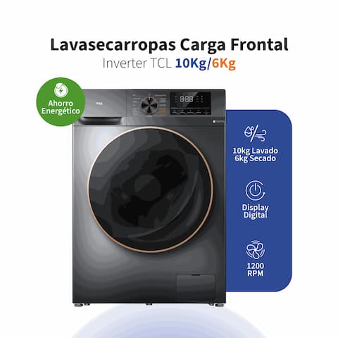 Lavasecarropas TCL Carga Frontal Inverter 10 Kg C2210 Gris