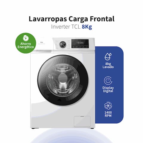 Lavarropas TCL Carga Frontal 8kg 1400 rpm Blanco P108FLW