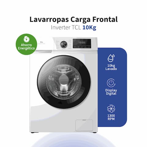 Lavarropas TCL Carga Frontal 10kg 1300 rpm Inverter Blanco PL110FLW