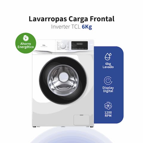 Lavarropas TCL Carga Frontal 6kg 1200 rpm Blanco P606FLW