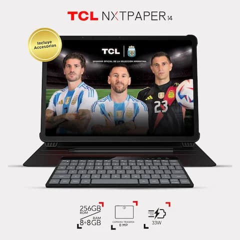 Tablet TCL NXTPAPER 14 14.3" 256GB Gris con Funda, Teclado & Lápiz