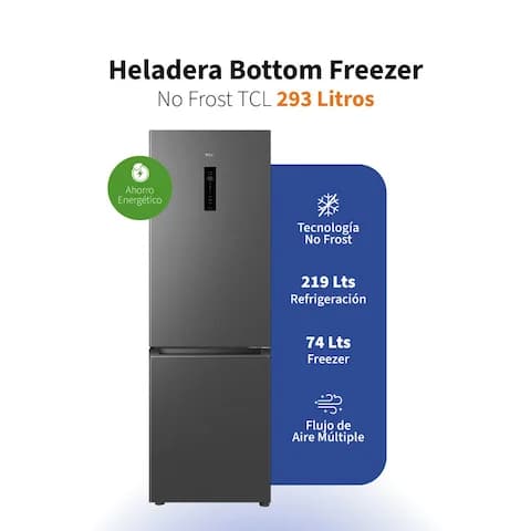 Heladera TCL Inverter Bottom Freezer No Frost P315BFG 293 Lts